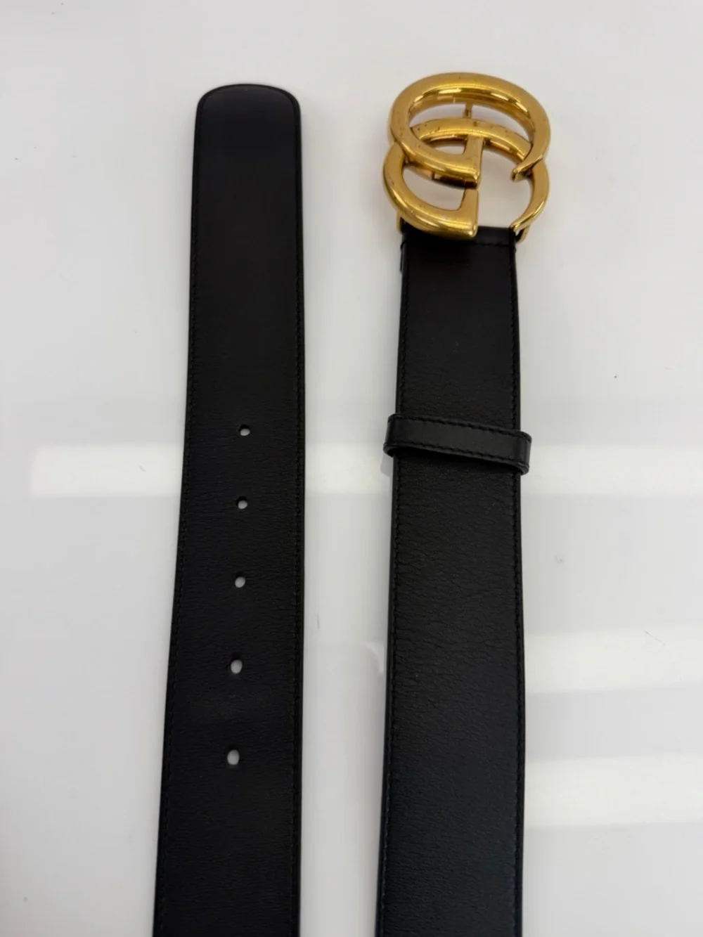 Gucci 2015 Re Edition Wide Leather Belt Gg Double Marmont Black 400593 75/30